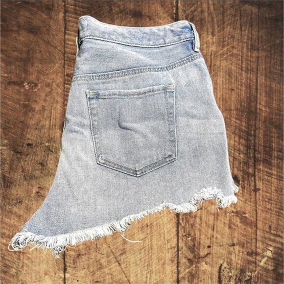 Bullhead Denim High Rise Raw Hem Ripped Distressed Women's‎ Jean Shorts size 30 - Picture 5 of 11